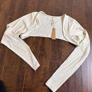 NWT SKIMS Kim Kardashian Soft Lounge Shrug Bone Ivory Long Sleeve Slimming XL